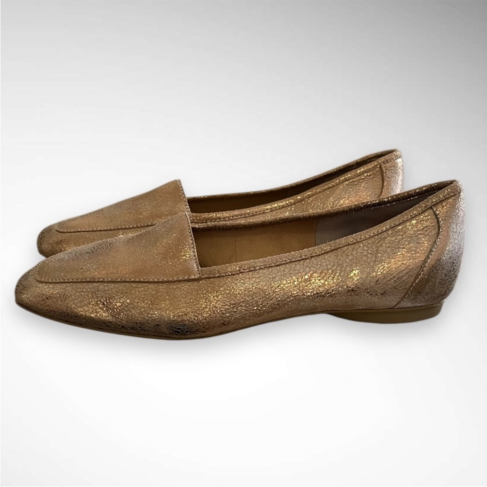 DONALD J. PLINER DeeDee Metallic Rose‎ Gold Leather Slip On Loafer Size 8 | EUC